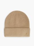 Beige Pure Cashmere TH Monogram Plaque Beanie  Women