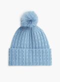 Blue Pom Pom Beanie With Cashmere  Women
