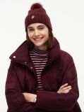Red Pom Pom Beanie With Cashmere  Women
