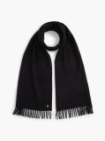 Black Pure Cashmere TH Monogram Fringe Scarf  Women
