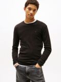Black LONG SLEEVED RIBBED ORGANIC COTTON T-SHIRT  Men