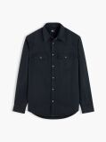 Black Regular Fit Washed Denim Western Shirt  Men