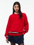 Red Pure Wool Cable Knit Oversized Jumper  Women