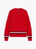 Red Pure Wool Cable Knit Oversized Jumper  Women