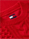 Red Pure Wool Cable Knit Oversized Jumper  Women