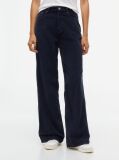 Blue Corduroy High Rise Straight Trousers  Women