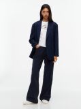 Blue Corduroy High Rise Straight Trousers  Women