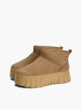 Khaki Suede Warm Lined Platform Ankle Boots  Women