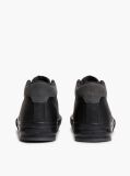 Black Leather Serrated Mid-Top Trainers  Men