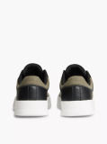 Black Mixed Texture Court Trainers With Leather  Men