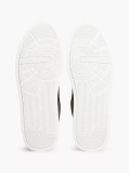 Black Mixed Texture Court Trainers With Leather  Men