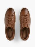 Brown New York Label Leather Cupsole Trainers  Men