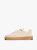 Beige Suede Embossed Court Trainers  Women