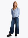 Blue Stripe Pleated Blouse  Girls