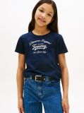 Blue Metallic Logo Slim T-Shirt  Girls