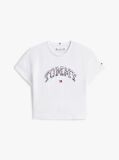 White Varsity Leopard Print Sateen Logo T-Shirt  Girls