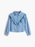 Denim Ruffle Relaxed Fit Blouse  Girls