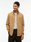Beige Regular Fit Flag Embroidery Corduroy Shirt  Men