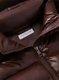 Brown Shiny Down Faux Fur Hooded Fitted Jacket  Women