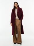Red Manteco Wool Blend Slim Double Breasted Longline Coat  Women