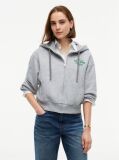 Grey Logo Zip-Thru Oversized Hoody  Women