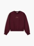 Red Logo Embroidery Relaxed Fleece Jumper  Women