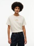 Beige Logo Embroidery Crew Neck T-Shirt  Women