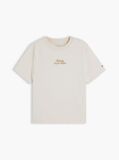 Beige Logo Embroidery Crew Neck T-Shirt  Women