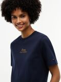 Blue Logo Embroidery Crew Neck T-Shirt  Women