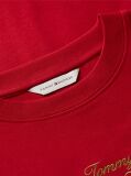 Red Logo Embroidery Crew Neck T-Shirt  Women