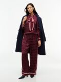 Red Jacquard Scarf Print Relaxed Straight Trousers  Women