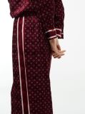 Red Jacquard Scarf Print Relaxed Straight Trousers  Women
