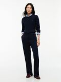 Blue Gold-Tone Button Slim Bootcut Trousers  Women