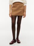 Brown Gold-Tone Button Wool Blend Mini Skirt  Women