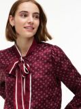 Red Regular Fit Tie Neck Jacquard Shirt  Women