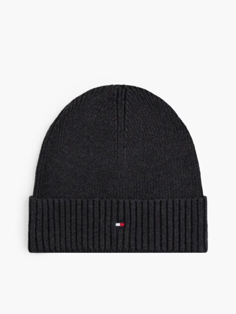 Grey Hilfiger Flag Beanie with Cashmere  Men