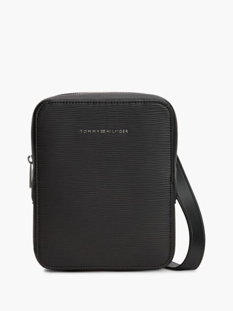 Black TH Business Textured Crossbody Reporter Bag  Men