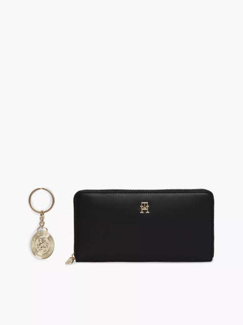 Black Zip-Around Wallet And Bag Charm Set  Women