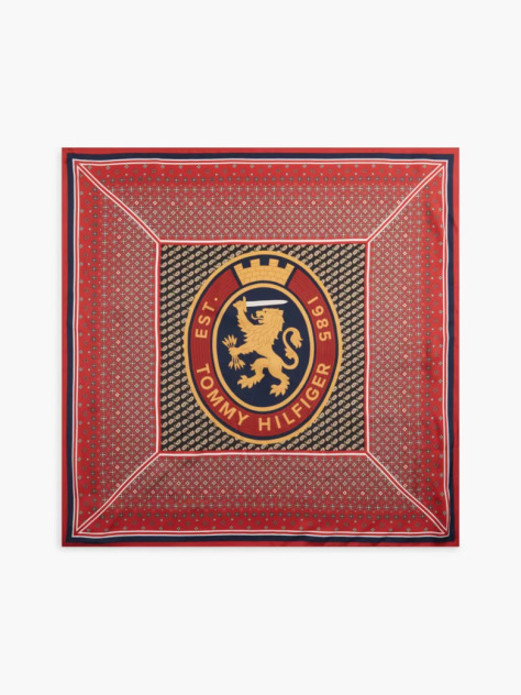 Multi Pure Silk TH Crest Square Scarf  Women