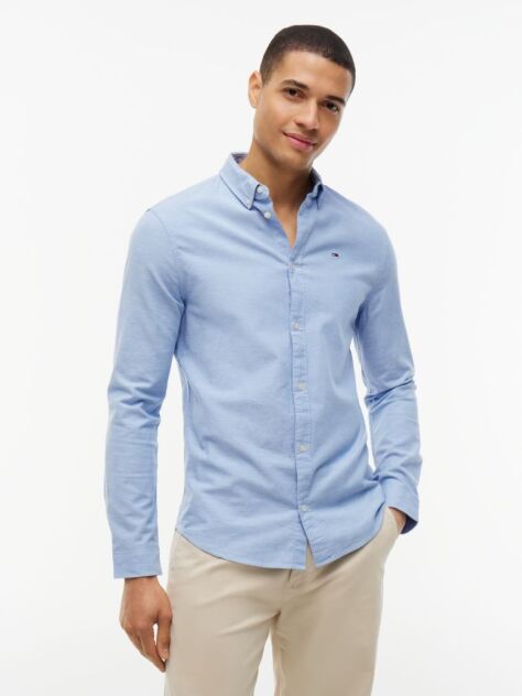 Blue Stretch Organic Cotton Slim Fit Shirt  Men