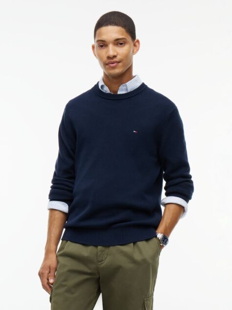Blue Crew Neck Slim Jumper  Men