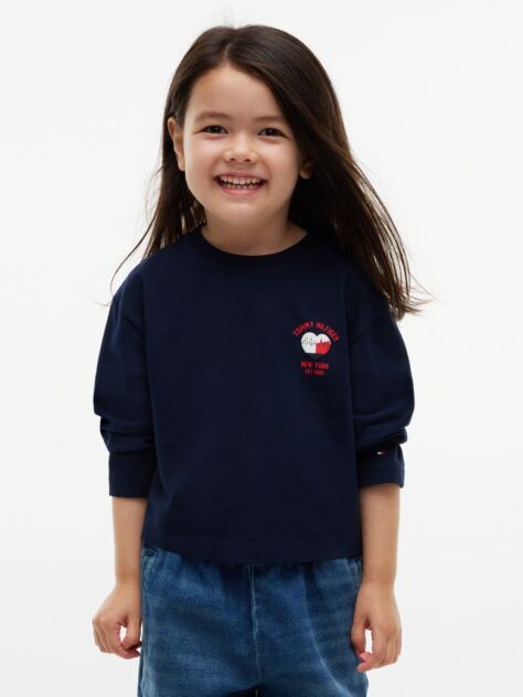 Blue Heart Logo Slim Long Sleeve T-Shirt  Girls