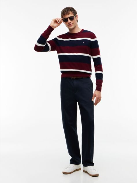 Red Cotton Cashmere Crew Neck Jumper  Men