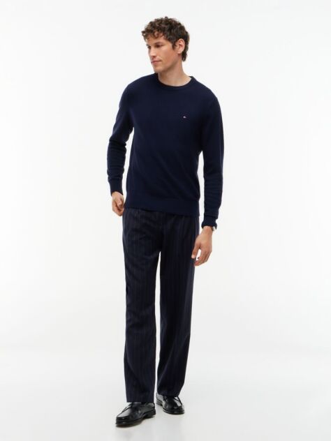 Blue Cotton Cashmere Crew Neck Jumper  Men
