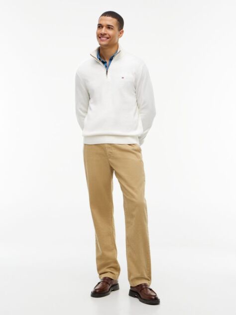 Beige Zip-Neck Jumper  Men