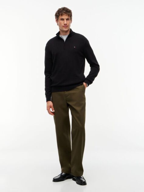 Black Half-Zip Mock Turtleneck Jumper  Men