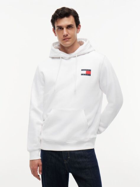 White Logo Drawstring Hoody  Men