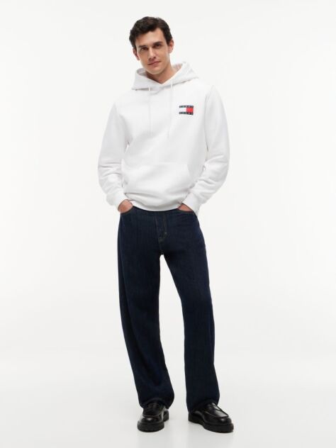 White Logo Drawstring Hoody  Men