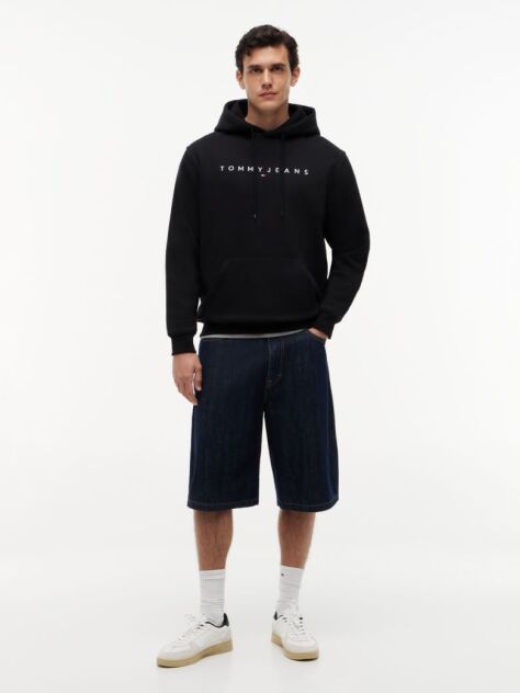 Black Regular Logo Hoody  Men