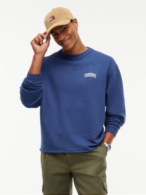 Blue Logo Relaxed Crew Neck Sweatshirt  Men